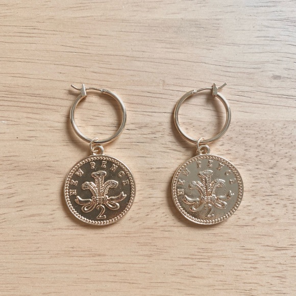 Gold Coin Earrings - Picture 2 of 2